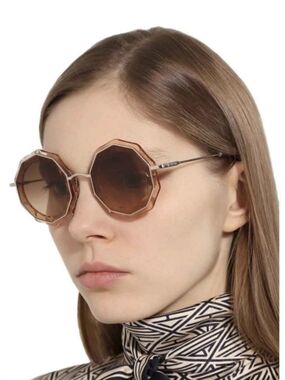 Chloe Rosie Octagonal Gold & Crystal Gradient Women's Sunglasses
